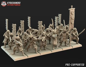 Unidad de Espadachines Samuráis Japoneses, Kyoushuneko, Wargames Guerrero Feudal Miniatura - Imagen 1 de 2