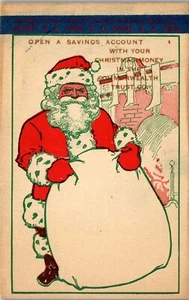 Santa Magic Postcard Invisible Ink Wet to Reveal 1908 Bank Christmas Club AD  - Picture 1 of 4