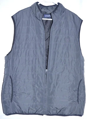 Chaps Men's Lightweight Puff Vest Gray Charcoal XXL 2 side pockets - Image 1 of 4