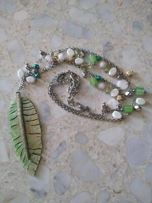 Cadena y collar largo hoja de vida verde TALBOTS Foto 1 de 4