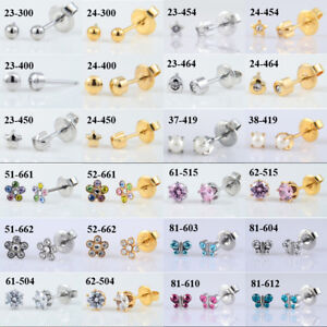 12Pair Surgical Steel CZ Stud Earring Ear Cartilage Helix Piercing Classic Stud