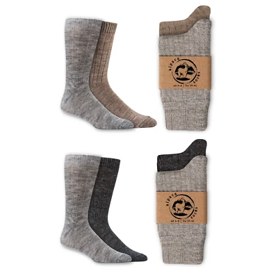 Paquete de 2 pares de calcetines de lana de alpaca para hombres y mujeres térmicos cálidos acogedores calcetines suaves para cama Foto 1 de 4