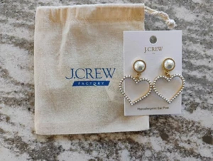 Pendientes Corazón Perlas Oro Jcrew 49.50 Como Nuevos Nunca Usados ¡ENVÍO GRATUITO! - Imagen 1 de 1