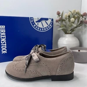 Birkenstock Laramie Wingtip Suede Shoes Taupe Regular Fit Women 5/EU 36 NWB - Picture 1 of 10