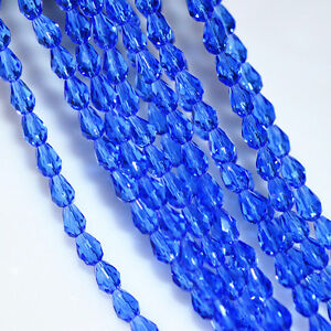 50pcs 5x3mm Blue Faceted Teardrop glass crystal Jade Spacer beads/*