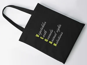 Vegan Tote Bag Shopping Grocery Shoulder Canvas Bag Vegetables Earth Reusable - Picture 1 of 9