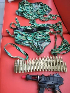 Sexy US Army Military Camouflage Kostüm Set Halloween Cosplay mit Waffe & Munition! - Bild 1 von 8