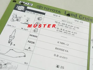 TOYOTA MR2 1989 Inspektionsblatt Einstelldaten WERKSTATT HANDBUCH SDS Manual - Bild 1 von 8