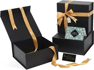 Scatole regalo nere con coperchi confezione da 3,2x8x4 pollici piccola confezione regalo con nastro - Foto 1 di 3