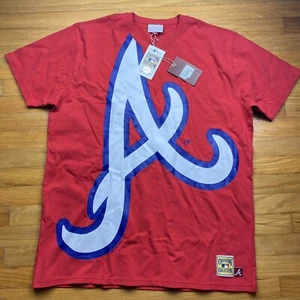 Mitchell & Ness MLB Atlanta Braves Big Face tee shirt 2XL XXL Red Short Sleeve - Picture 1 of 10