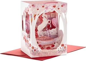 Hallmark Papierwunder Valentinstag Pop Up Karte (Einhorn, magische Wünsche) - Bild 1 von 2