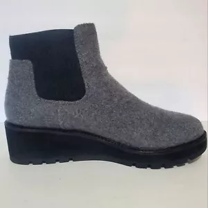 Eileen Fisher Chesa meliert grau Fleece Keilabsatz klobige Stiefelette 11 - Bild 1 von 13