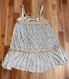 Abito da sole floreale FREE PEOPLE DONNA TAGLIA XL Boarderline Tank in avorio BOHO - Foto 1 di 16