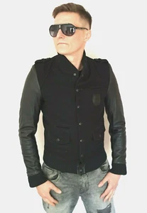 -40%OFF SALE The Kooples mens wool bomber varsity college jacket leather sleeves - Picture 1 of 12
