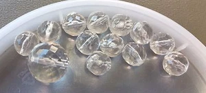 Vintage Old German Clear Disco Ultra Faceted Mixed Round Lucite Bead Lot - Picture 1 of 4