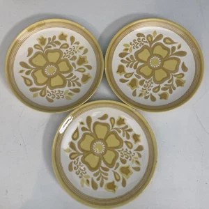 Royal China Cavalier Ironstone DAMSEL 10" Dinner Plates USA Yellow Gold Set Of 4 - Picture 1 of 13