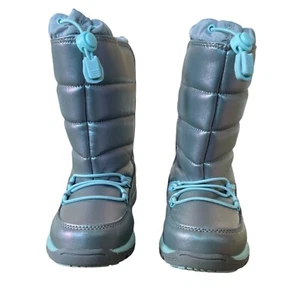 Lands End Youth/Adolescent Blue/Silver Iridescent Insulated Snow Boots US 11M - Picture 1 of 11