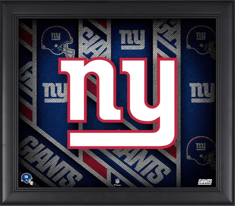 New York Giants Framed 15" x 17" Team Threads Collage Cover