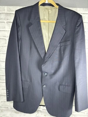 Neiman Marcus Sports Coat/Blazer Navy Blue Pin Stripe 42L Mens Vintage Made USA - Image 1 of 4