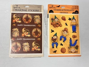 Pegatinas de Acción de Gracias Hallmark Otoño Espantapájaros Años 90 Sellos de Otoño - Imagen 1 de 4