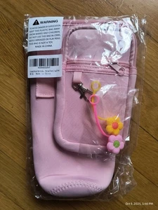 Water Bottle Carry Bag Sleeve Holder Crossbody Strap Phone Pocket Straw Cover  - Picture 1 of 4