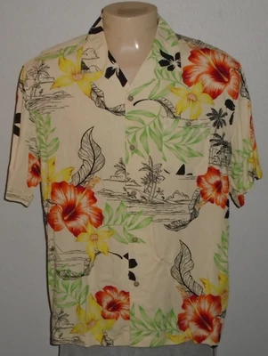 Cubavera Arena Blanqueada Floral Tiki Camisa Hawaiana Hombres XL NUEVO Foto 1 de 4