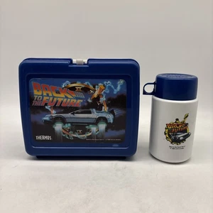 Vintage 1989 Thermoskanne ZURÜCK IN DIE ZUKUNFT II Kunststoff Brotdose blau mit Thermoskanne! - Bild 1 von 23