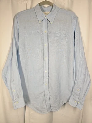 Женская льняная сорочка Brooks Brothers размер 14 светло-голубая минималистская на пуговицах - Изображение 1 из 4