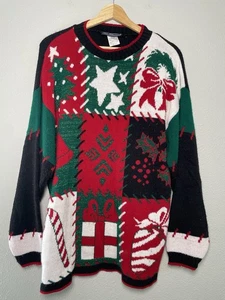 Suéter Vintage Feo Navidad Brillante Años 80 90 Talla Grande Mujer - Imagen 1 de 7