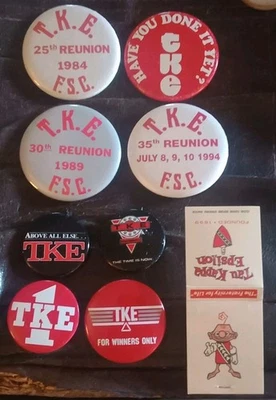 Lot Of TKE Tau Kappa Epsilon Pins Badges 1984 25th Reunion FSC 1989 1994 Others  - Image 1 of 2