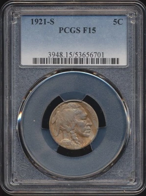 1921-S Buffalo Nickel PCGS F 15 - Image 1 of 2