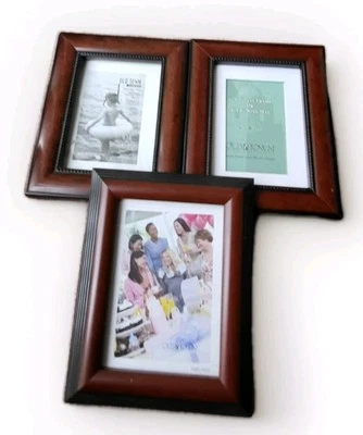 3 OLD TOWN Classic Two-Tone Brown Doubled Matted Tabletop Picture Frames 5” X 7” - Image 1 of 4