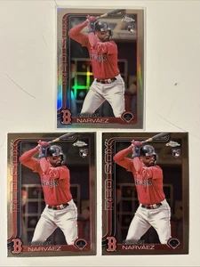 2025 Topps Chrome Carlos Narvaez RC Rookie Lot x3 Refractor & Base Red Sox - Picture 1 of 2