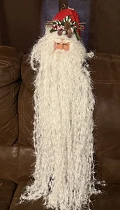 Barba Larga Cabeza de Papá Noel con Sombrero 32" Colgante Decoración Estante Cuidador Adorno - Imagen 1 de 8
