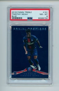 2018-19 Timothy Weah Panini Treble Premiere Blue PSG Rookie Card 30/75 PSA 8 - Picture 1 of 3