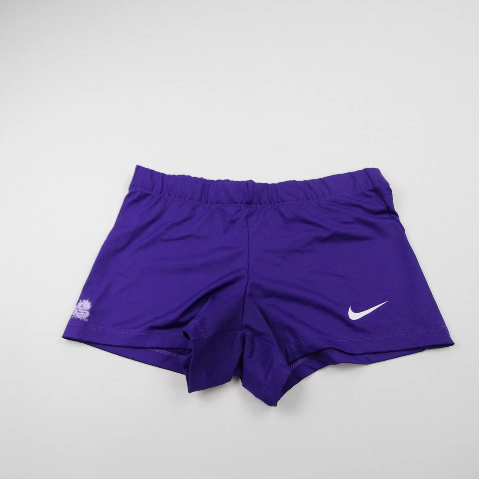 Short de corrida feminino TCU Horned Frogs Nike Dri-Fit roxo usado - Imagem 1 de 1