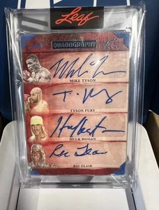 2023 Leaf Quad Mike Tyson - Tyson Fury - Hulk Hogan - Ric Flair Autograph # /7 - Picture 1 of 2
