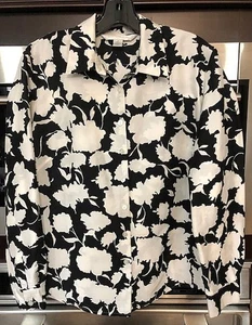 Petite Sophisticate 100% Silk Blouse Women Floral Button up Top Shirt Satin 12 - Picture 1 of 3