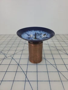 MCM Mid Century Blue enameled Copper Candleholder Expertic DDR Germany - Picture 1 of 7