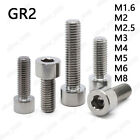 GR2 Titanium DIN912 Hex Socket Bolts Cap Head Screws M1.6 M2 M2.5 M3 M4 M5 M6 M8