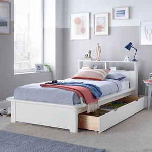 Faye White Wooden Storage Bed - Picture 1 of 11