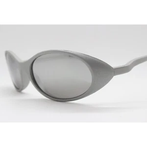 90s vintage wraparound sunglasses. Matt silver bug eye with mirror lenses. NOS - Picture 1 of 9