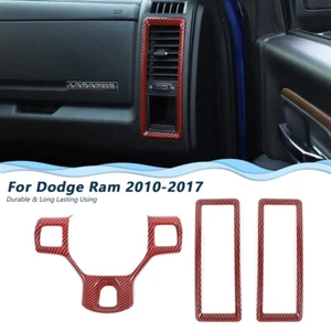 Cubierta de salida de volante y ventilación de aire para Dodge RAM 1500 10-17 rojo carbono - Imagen 1 de 11