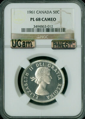 1961 CANADA 50 CENTS NGC PL68 CAM ULTRA CAM MAC FINEST GRADED SPOTLESS  * - Image 1 of 2