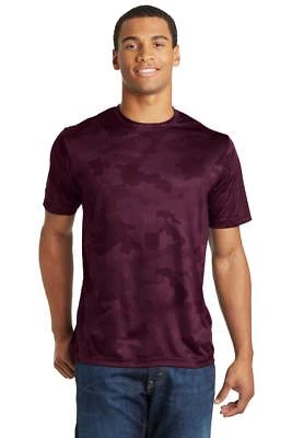 Camiseta Sport-Tek Para Hombres Calce Seco Camuflada Absorbente de Humedad Rendimiento Entrenamiento M-ST370 Foto 1 de 3