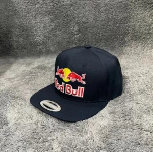 Red Bull Logo Embroidered Baseball Cap Flat Brim Men's Sports Hat Navy Blue - Picture 1 of 1