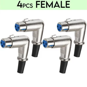4 Pack 3P XLR Female Right Angle Microphone Connector Adapter 3Pin Audio Jack - Picture 1 of 3
