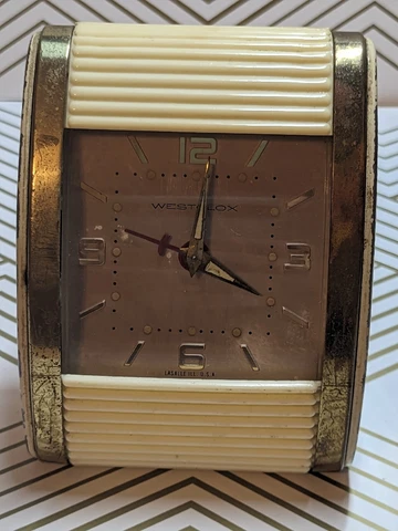 Vintage Westclox Rolltop Travel Alarm Clock~ Works Excellent! Glows Wind Up Cover