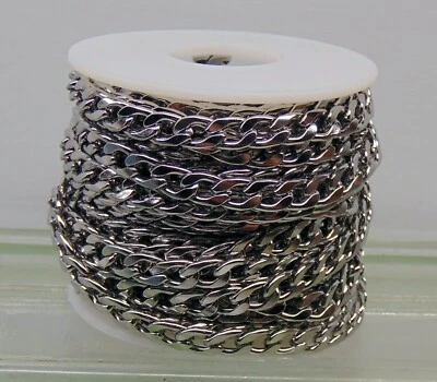 CADENA de bordillo cubano de acero inoxidable fuerte 7 mm x 10 mm eslabones ~ suave + resistente Foto 1 de 4