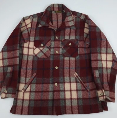 Винтажная толстая шерстяная рубашка 80-х Eddie Bauer куртка в клетку уличная редкая сделано в США - Изображение 1 из 4